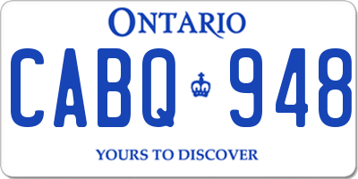 ON license plate CABQ948