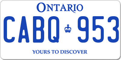 ON license plate CABQ953