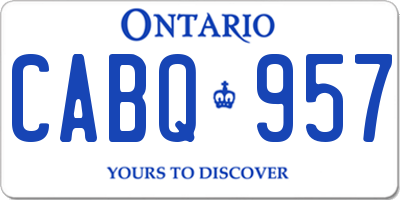 ON license plate CABQ957