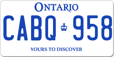 ON license plate CABQ958