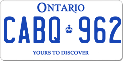 ON license plate CABQ962