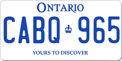 ON license plate CABQ965