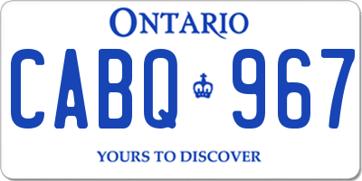 ON license plate CABQ967