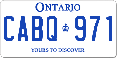 ON license plate CABQ971