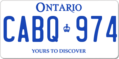 ON license plate CABQ974