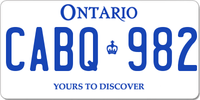 ON license plate CABQ982