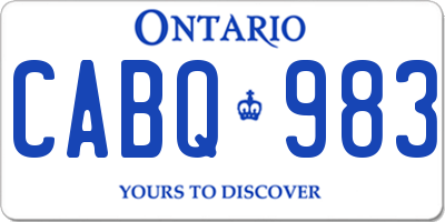 ON license plate CABQ983