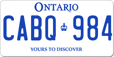 ON license plate CABQ984