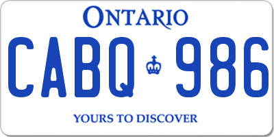 ON license plate CABQ986