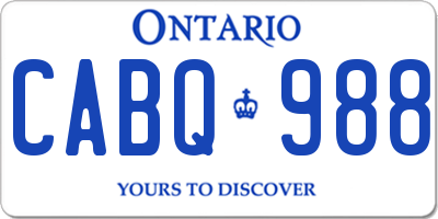 ON license plate CABQ988