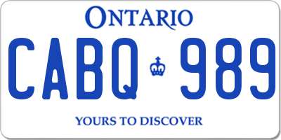 ON license plate CABQ989