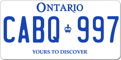 ON license plate CABQ997