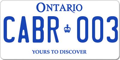 ON license plate CABR003