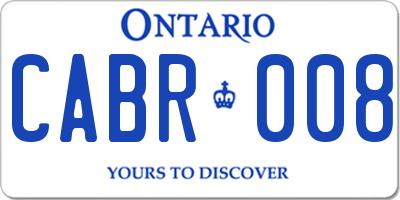 ON license plate CABR008