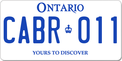 ON license plate CABR011