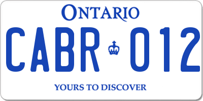 ON license plate CABR012