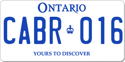 ON license plate CABR016