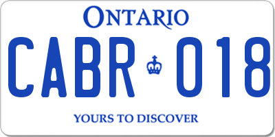 ON license plate CABR018