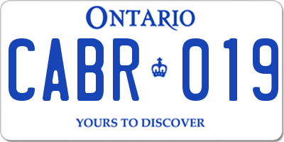 ON license plate CABR019