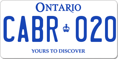 ON license plate CABR020