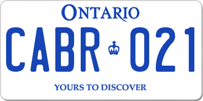 ON license plate CABR021