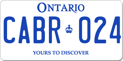 ON license plate CABR024