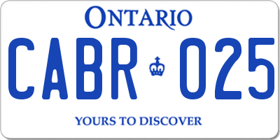 ON license plate CABR025