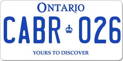 ON license plate CABR026