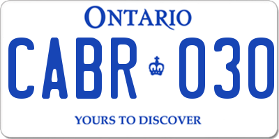 ON license plate CABR030