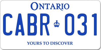 ON license plate CABR031