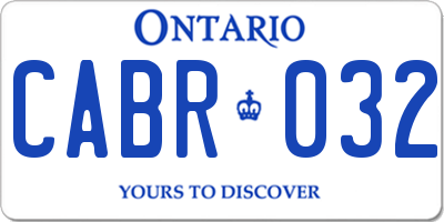 ON license plate CABR032