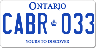 ON license plate CABR033