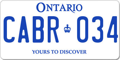 ON license plate CABR034