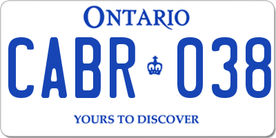 ON license plate CABR038