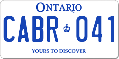 ON license plate CABR041