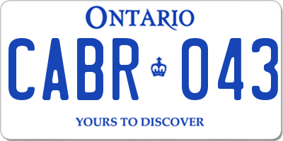 ON license plate CABR043