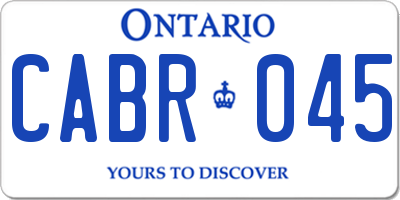 ON license plate CABR045