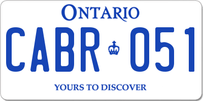 ON license plate CABR051