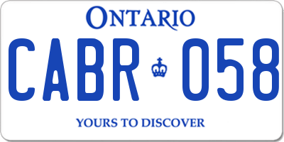 ON license plate CABR058