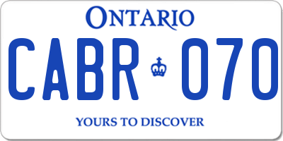 ON license plate CABR070