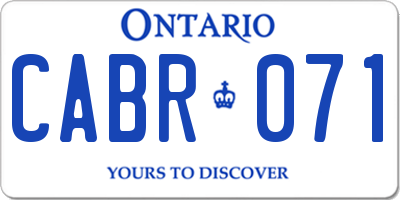 ON license plate CABR071