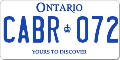 ON license plate CABR072