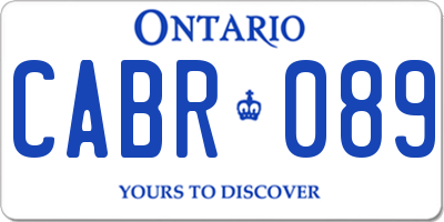 ON license plate CABR089