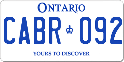 ON license plate CABR092