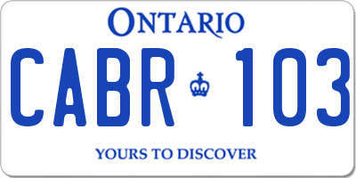 ON license plate CABR103