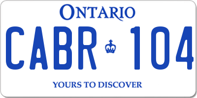 ON license plate CABR104