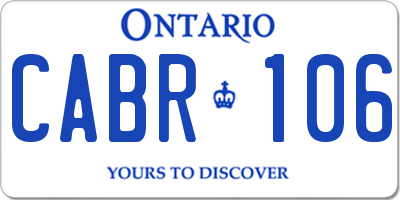 ON license plate CABR106