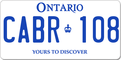 ON license plate CABR108