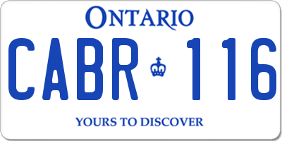 ON license plate CABR116