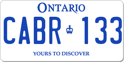 ON license plate CABR133